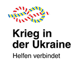 „Logo Krieg in der Ukraine – Helfen verbindet“